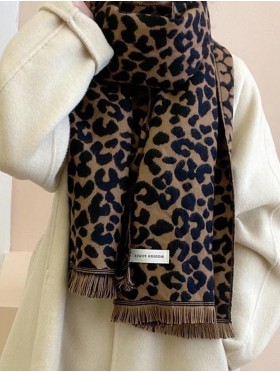 Soft Leopard Print Blanket Scarf